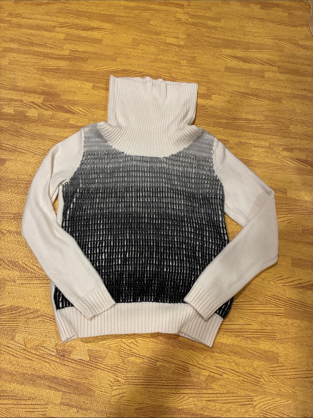 New York & Company Black and White Ombre Turtleneck Sweater